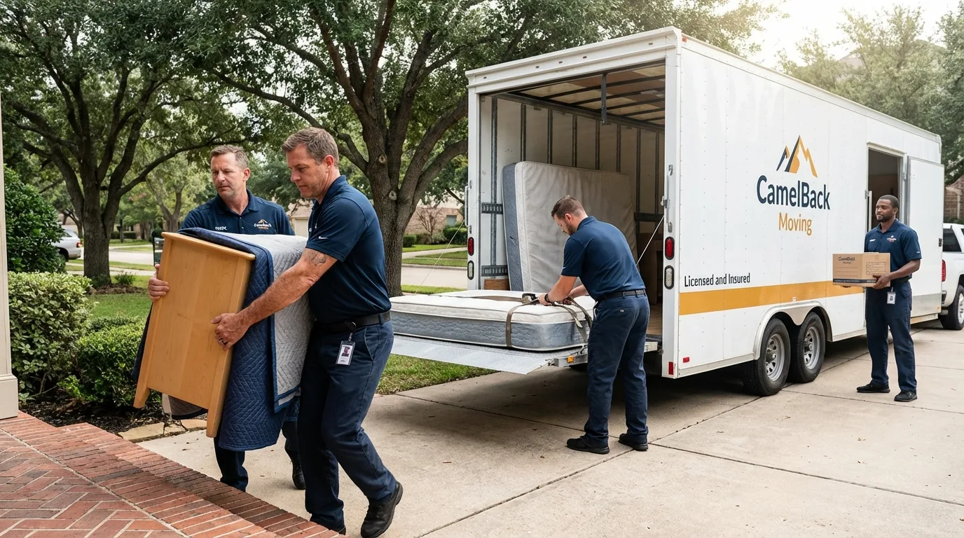 Crew loading residential truck for cross-state move from Algonac, MI